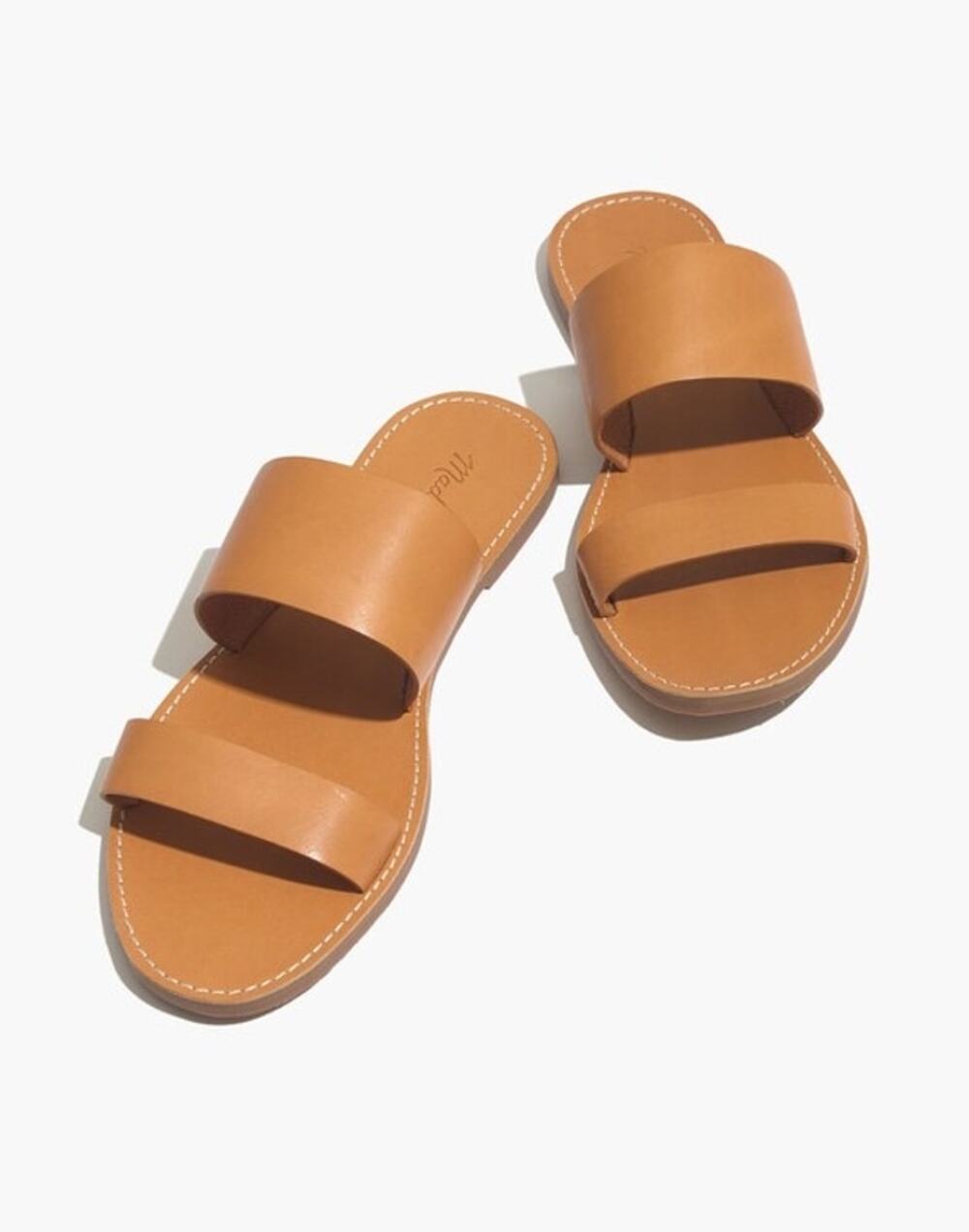 Madewell Boardwalk Double Strap Leather Slide Sandals Brown Size 8